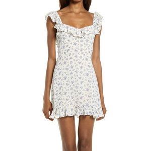 Reformation Paris Gracie Floral Ruffled Sleeves Mini Dress